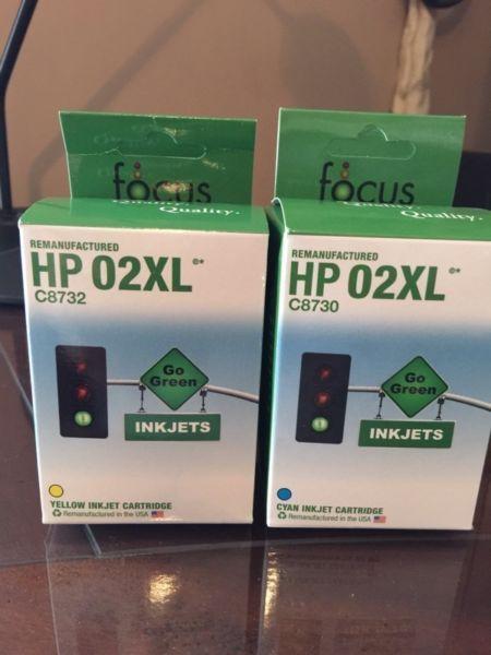 HP 02XL Inkjet Cartridges - 1 Yellow, 1 Cyan - Brand New