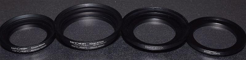 Lens Filter Adapters and 67mm Lens Caps