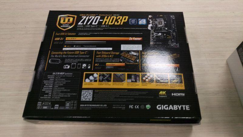 Selling brand new gigabyte z170 hd3p mobo
