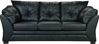 Max Faux Black Leather Sofa & Love Seats