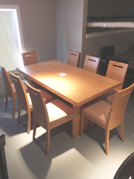 9Pce Beachwood Dining Room table 8chairs $600!