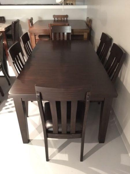 Brand New thick espresso butterfly leaf table and 6 solid chairs