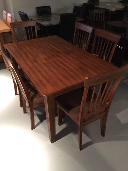 Brand New thick honey table and 6 solid chairs only $950