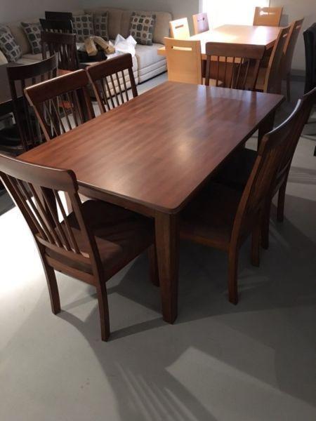 Brand New thick honey table and 6 solid chairs only $950