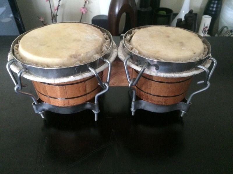 Steel frame wooden bongo hand drums