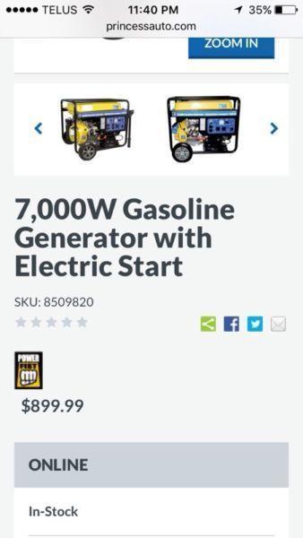 7000 watt generator only used once $600