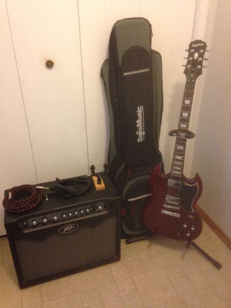 Epiphone SG, Peavey Vypyr 30 amp, Stand, Case and Accessories