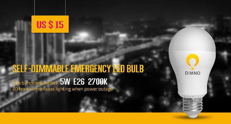 5W E26 Home Use Emergency LED Bulb, Dimmable & Rechargeable