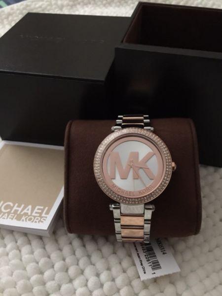 Michael Kors ladies watch, with MK rose gold & silver