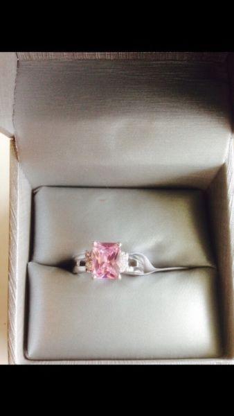 BEAUTIFUL•••Pink Sapphire 10kt White Gold Filled Ring!