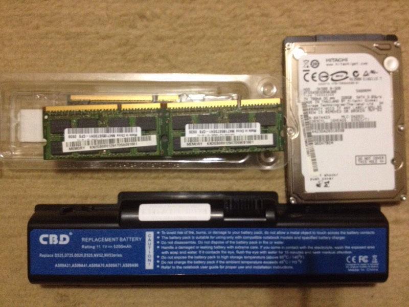 Hard Drive/ Ram, Memory Card/ New Battery-Laptop, Notebook