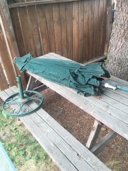 Patio table and umbrella