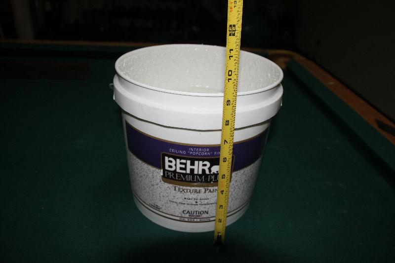 Pail of Behr Premium Plus ceiling texture paint