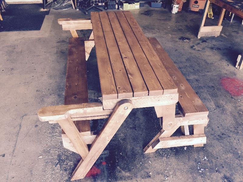 Patio table that transforms to bench. Made to order