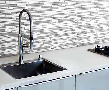 *ONLY $12.49/SF* GLASS & ALUMINUM BLEND MOSAIC TILE BACKSPLASH