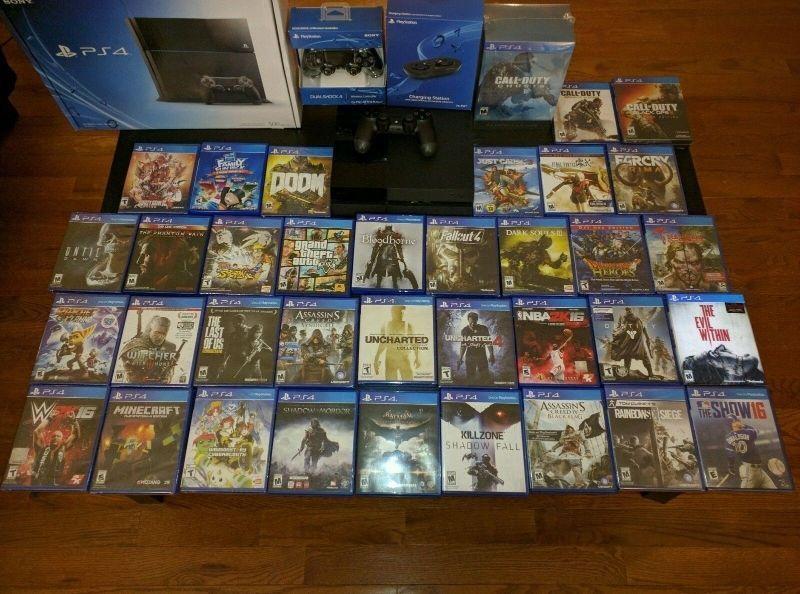 PlayStation 4 500GB- Black Console Bundle with 36 Games!!!