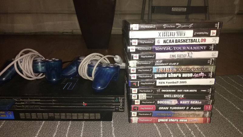 PS2, 2 controllers,16 games