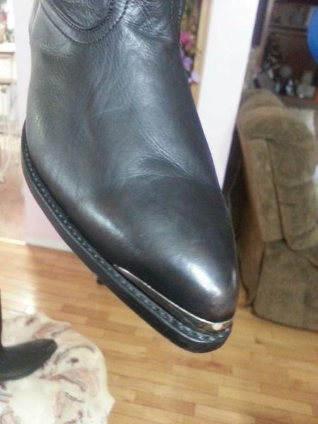 new stampede cowboys leather black boots