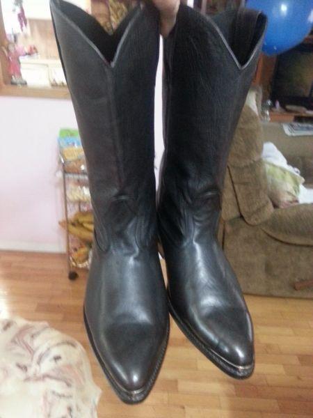 new stampede cowboys leather black boots