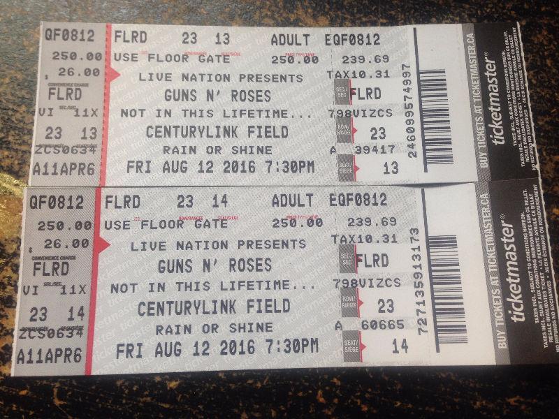 Guns N' Roses: Not In This Lifetime...Floor seats Seattle Aug 12