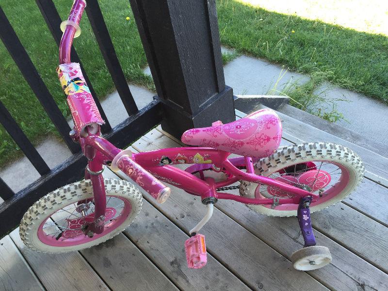 princess huffy bike with removable training wheels