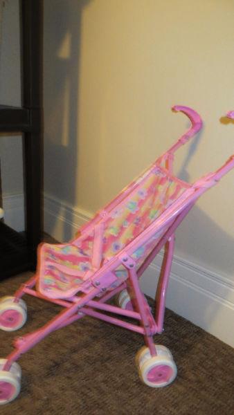 Doll stroller and doll diaper bag with accessories