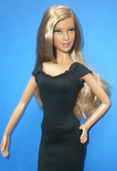 Mattel BARBIE DOLL Basics Long Hair Blonde Black Dress