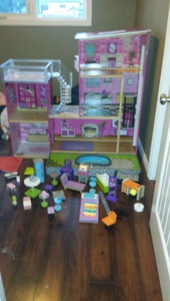 Huge Barbie house with furniture