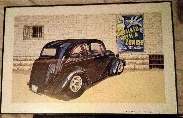 Roger Lusty framed car pictures 1-1950 Plymouth 1-1949 Anglia