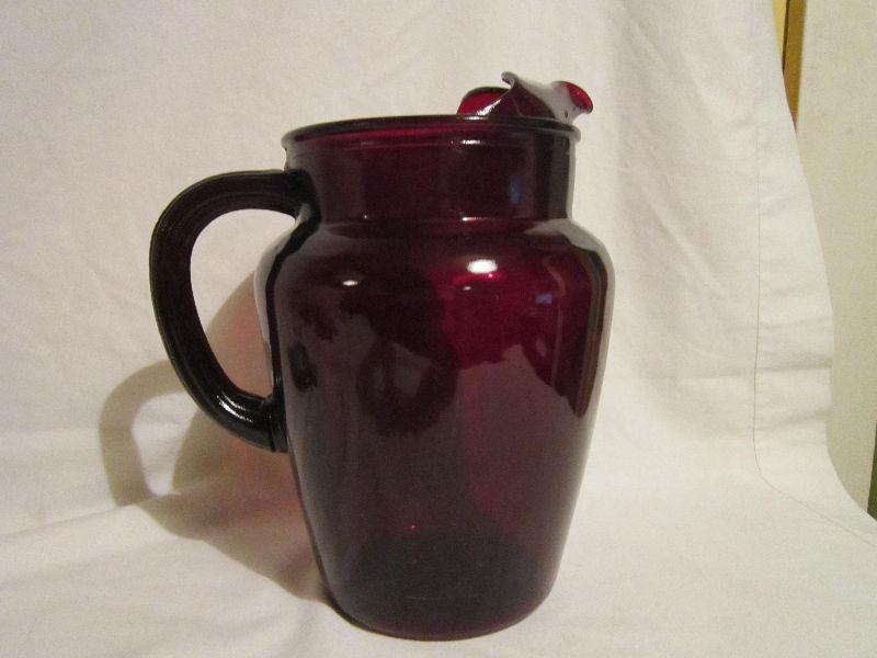 Vintage Ruby Red Glass Pitcher
