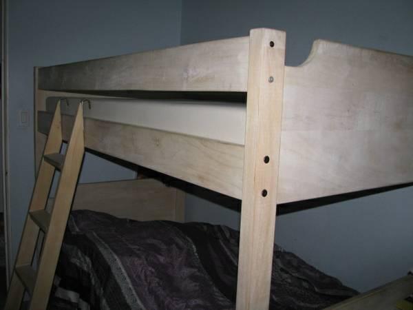 Bunk beds - natural wood with mattresses & drawers