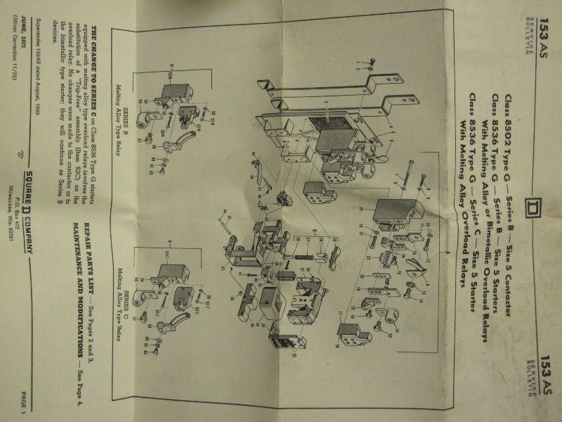 New Square D NEMA size 5 contactor replacement kit