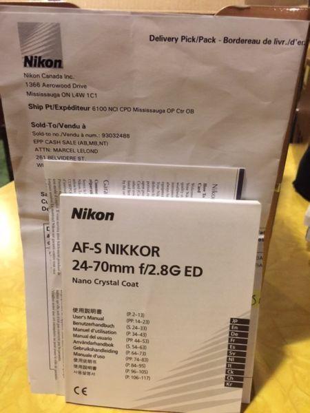 Nikon 24-70 f2.8G Lens For Sale
