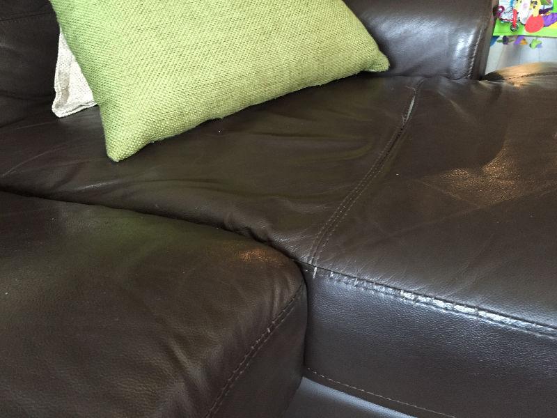 Brown Leather Couch w/ chaise