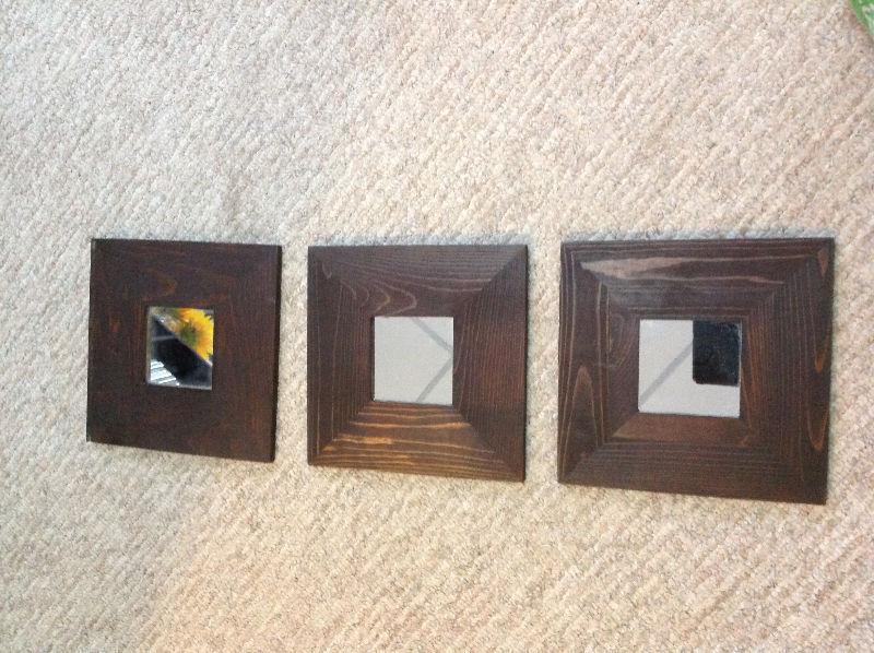 Wood frames with mirrors x3