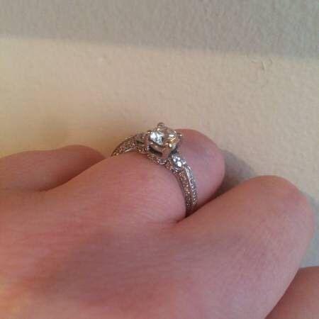 Diamond engagement ring .56 ct centre stone 18 k white gold