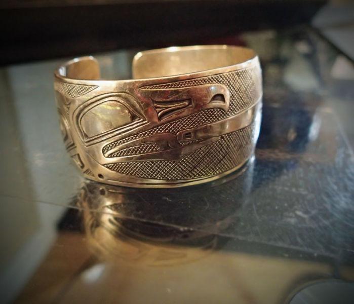 HAida, Native American , cuff bracelet, sterling siler