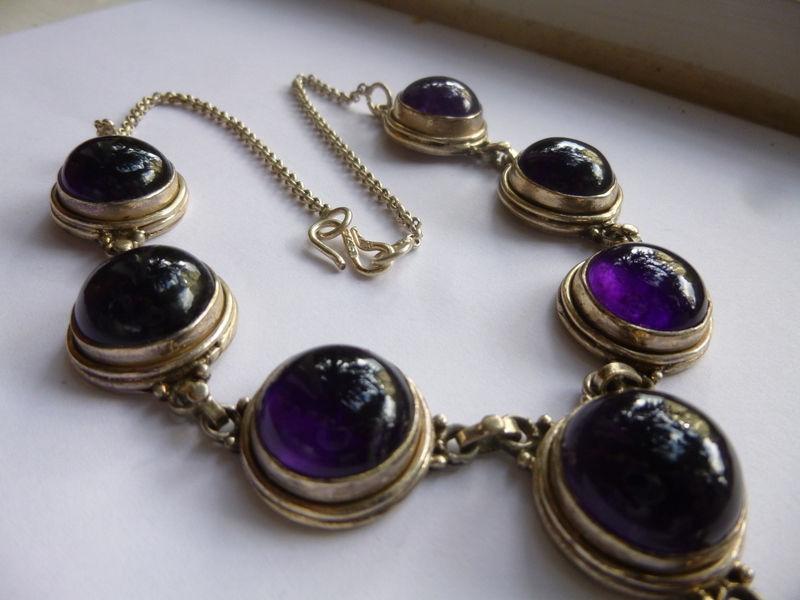 Amethyst and Sterling Silver Necklace 16