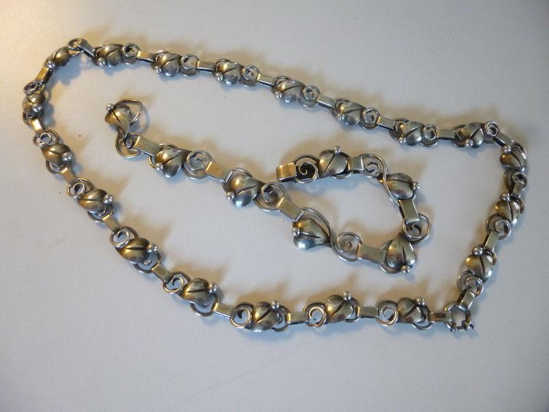 Danish 830 Silver Necklace and Bracelet Set