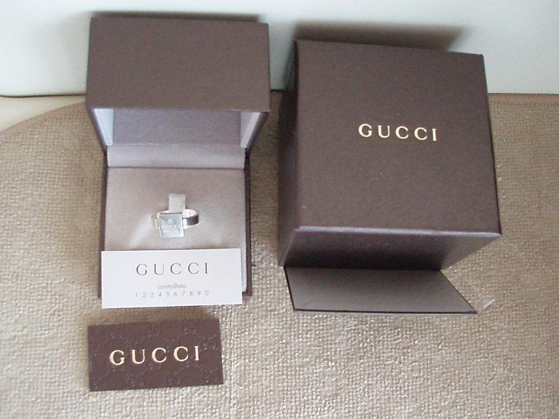 Gucci 925 trademarked signature logo square set ring