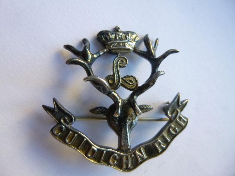 Seaforth Highlanders Badge Pin in Sterling Silver