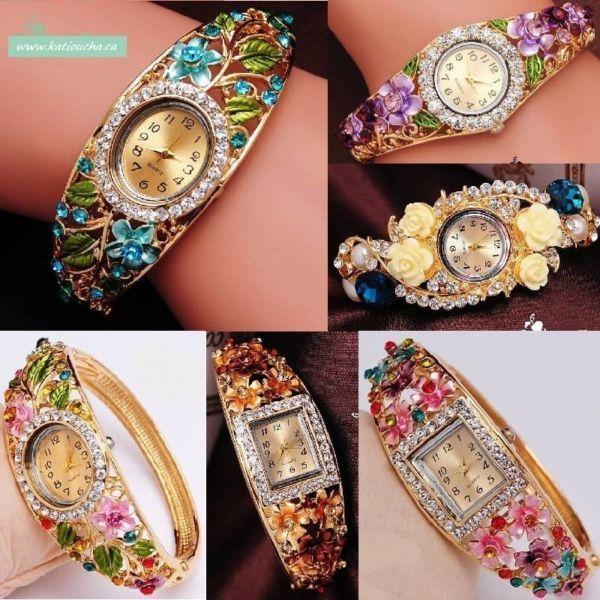 Stainless Steel Decorative Cristal & Rhinestones Bracelet Watch