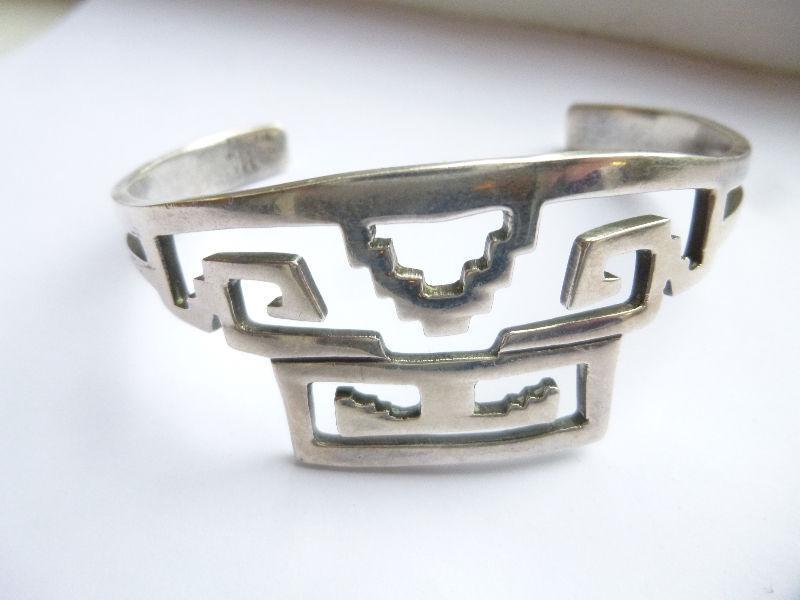 Sterling Silver Aztec Cuff Bracelet 24.5g