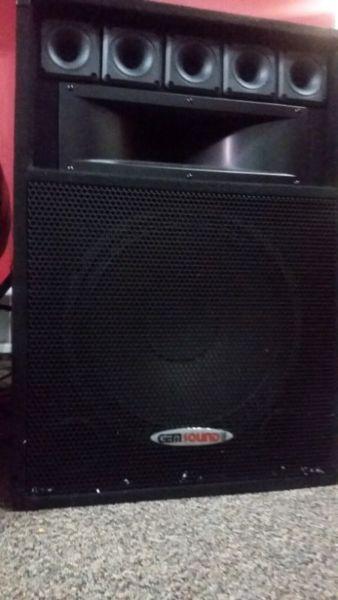 A PAIR OF GEM SOUND PA SPEAKERS 600W