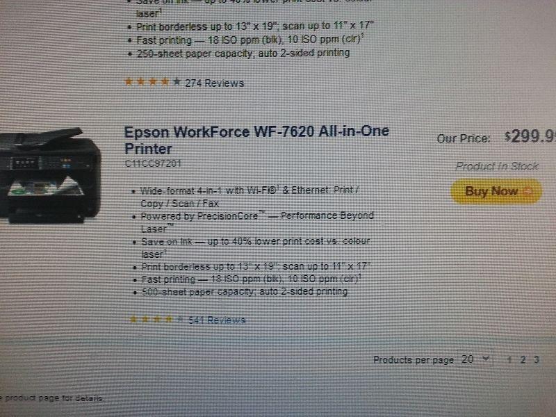 Epson WF 7620 All in one printer