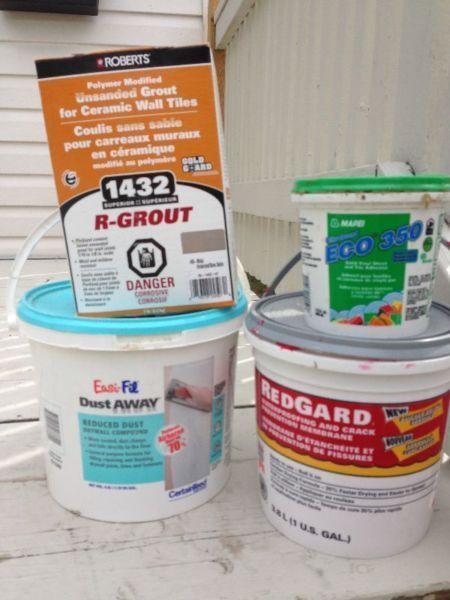 flooring and tiling - mortar, glue, water proof membrane, grout