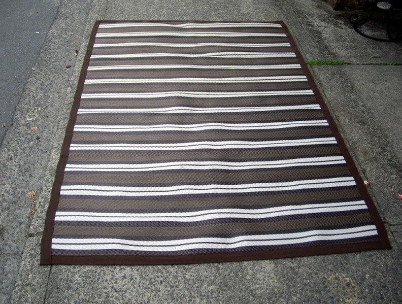 Indoor Outdoor Brown Striped Rug or Mat