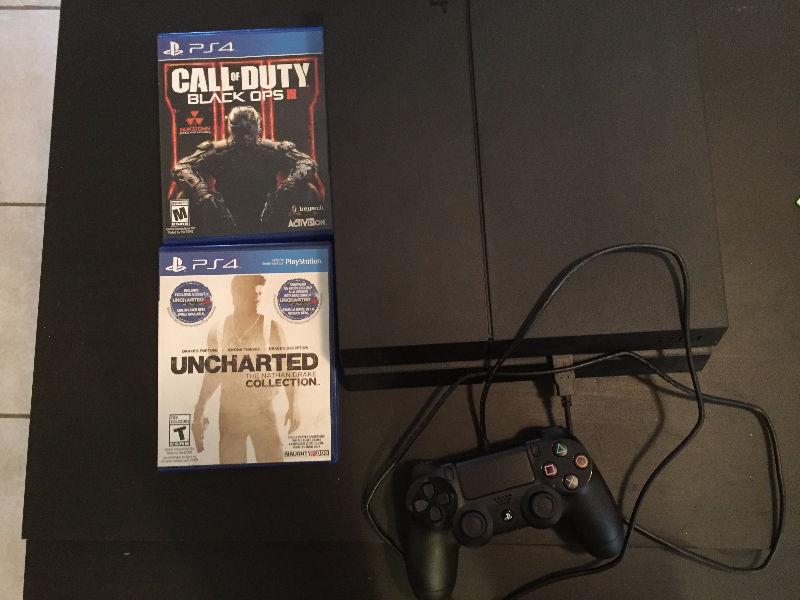 PS4 500GB UNCHARTED Bundle + black ops 3+ 1 controller