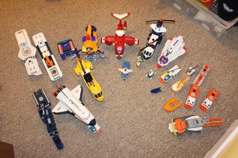 set of spaceship, airplanes, helicopters,boats, police vehicles