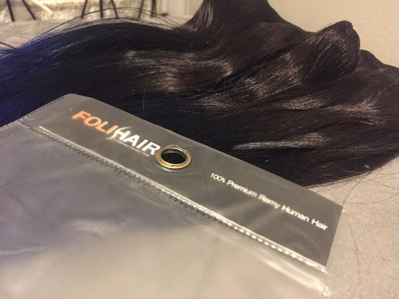 NEW ~ remi ombré human hair extensions ~ black/blue ~ *